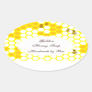 Honey Bee Honeycomb Art Custom Jar Stickers