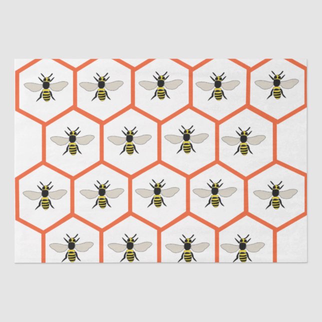 Honey Bee Honeycomb Beekeeper Tissue Paper (Front)
