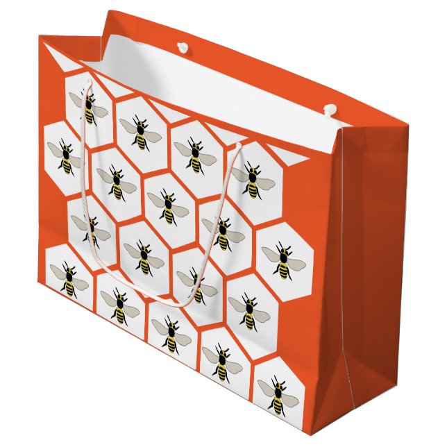 Honey Bee Honeycomb Bees Fun Cute Large Gift Bag (Front Angled)