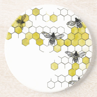 Honey Bee Honeycomb Coasters