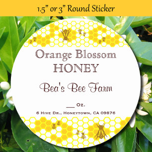 Honey Bee Honeycomb Custom 3" Round Sticker