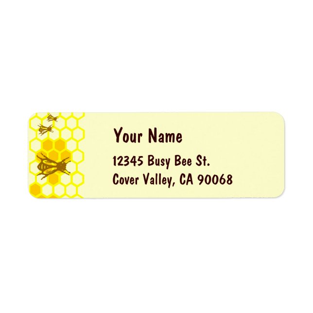 Honey Bee Honeycomb Custom Address Labels (Front)