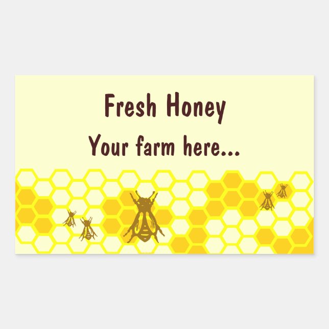 Honey Bee Honeycomb Custom Jar Label Stickers (Front)