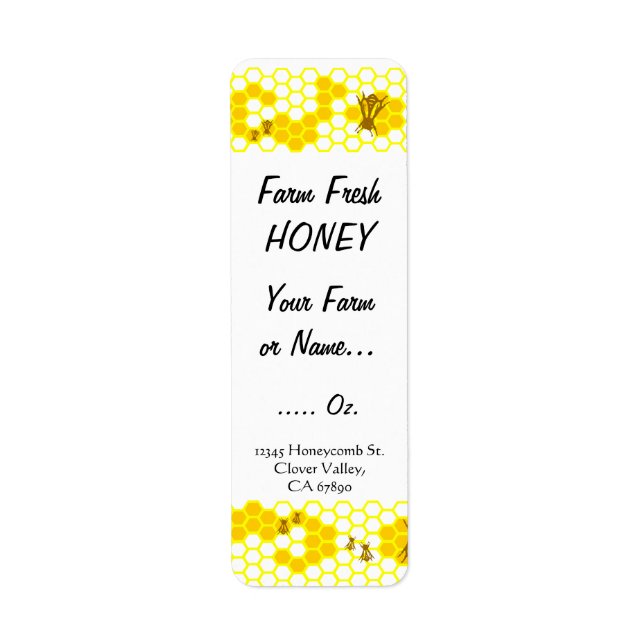 Honey Bee Honeycomb Custom Small Label (Front)