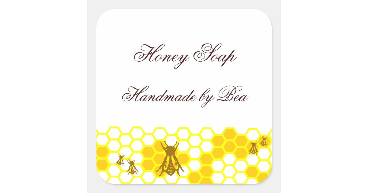 Honey Bee Honeycomb Custom Soap Label Stickers | Zazzle