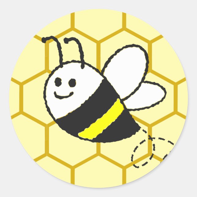 Honey Bee Honeycomb Drawing Classic Round Sticker (Front)