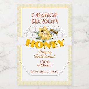 Honey Bee Honeycomb Flowers Food Label