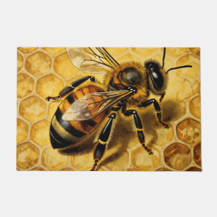 Honey Bee Honeycomb Golden Nature Doormat