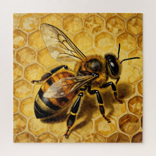 Honey Bee Honeycomb Golden Nature Jigsaw Puzzle