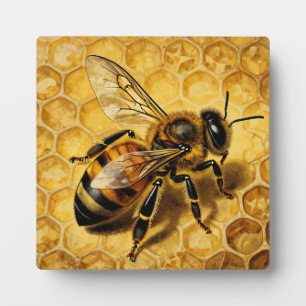 Honey Bee Honeycomb Golden Nature  Plaque