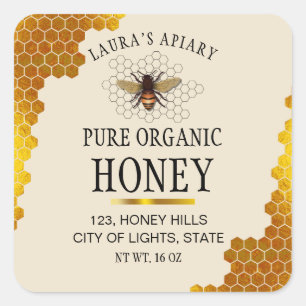 Honey Bee Honeycomb Organic Product Label Jar