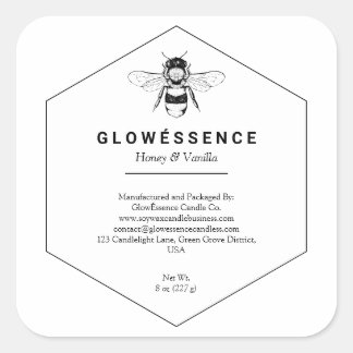 Honey bee honeycomb Vanilla Wax Candle Homemade Square Sticker
