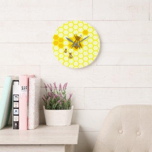 Honey Bee Honeycomb Wall Clock