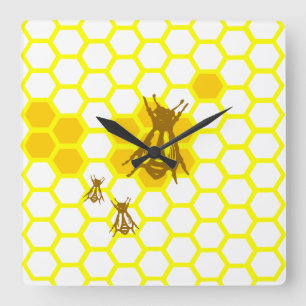Honey Bee Honeycomb Wall Clock