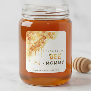 Honey Bee Honeycomb Watercolor Baby Shower Square Sticker