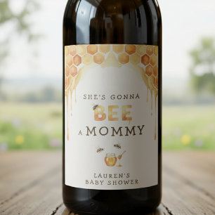 Honey Bee Honeycomb Watercolor Baby Shower Wine Label