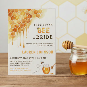 Honey Bee Honeycomb Watercolor Bridal Shower Invitation