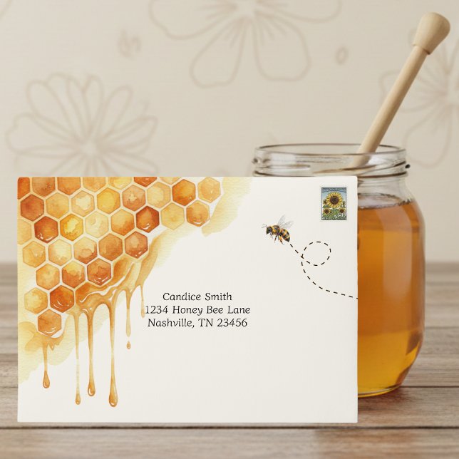 Honey Bee Honeycomb Watercolor Bumblebee Envelope (Honey Bee Honeycomb Watercolor Bumblebee Envelope
)