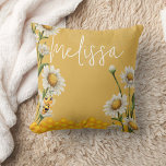 Honey Bee Honeycomb White Daisy Personalise Cushion<br><div class="desc">A bright and cheery personalise throw pillow for a baby/kids room decor,  gift for mama-to-bee,  or a birthday gift for a first bee birthday gift.  Either way,   they will sure to love it.  Browse our Honey Bee Collection for other custom gifts and invitation and announcement stationery.</div>