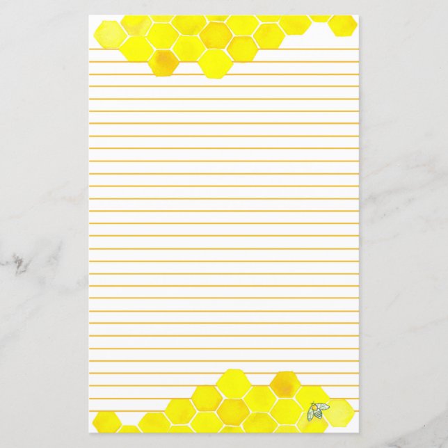 Honey Bee Honeycomb Yellow Lined Letter Writing (Front)