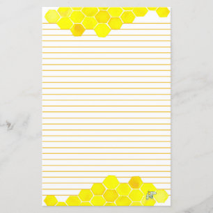 Honey Bee Honeycomb Yellow Lined Letter Writing