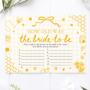 Honey Bee How Old Was The Bride Bridal Shower Game Invitation