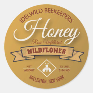 Honey Bee Icon Raw Unfiltered Honey Jar Classic Round Sticker