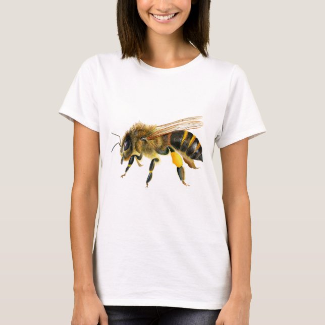 Honey Bee Insect Watercolour Artwork T-Shirt (Front)