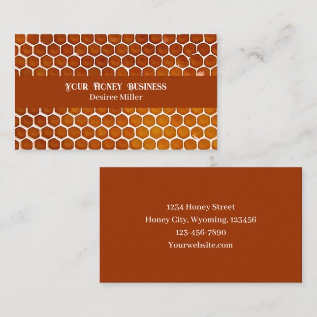 Honey Bee Keeper Golden Honeycomb Business Card (Front/Back)