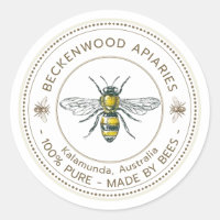 Honey Bee Label Yellow Beekeeper Apiary