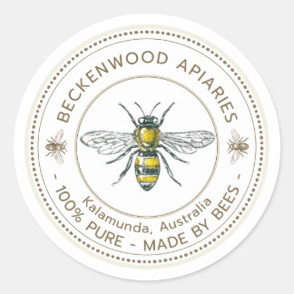 Honey Bee Label Yellow Beekeeper Apiary