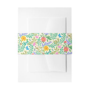 Honey Bee, Ladybug, Butterfly, Dragonfly & Flowers Invitation Belly Band