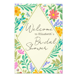 Honey Bee, Ladybug, Butterfly, Dragonfly & Flowers Photo Print