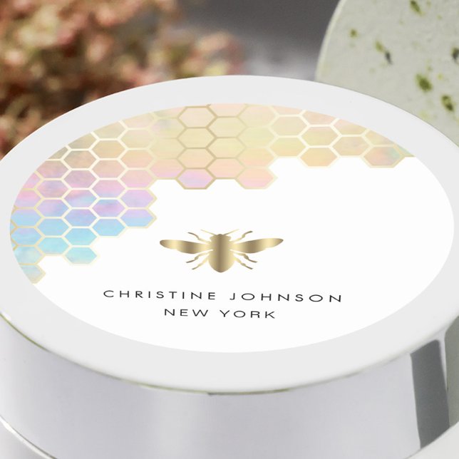 honey bee logo classic round sticker (Creator Uploaded)