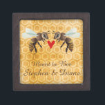 Honey Bee Magnetic Wooden Engagement Ring Box<br><div class="desc">Honey Bee © Sandra Vargas www.sandravargas-art.com</div>