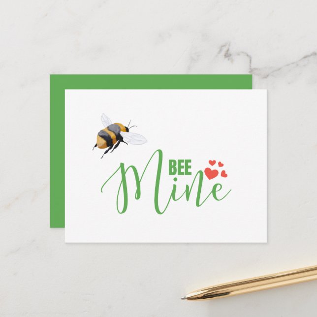 Honey Bee Mine Funny Valentine's Day Card (Front/Back In Situ)
