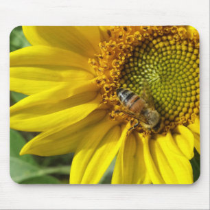 Honey bee of Yellow Sunflower Mouse Mat