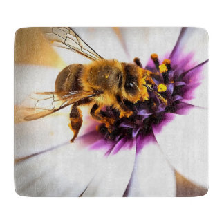 Honey Bee On African Daisy Acrylic Art Cutting Board