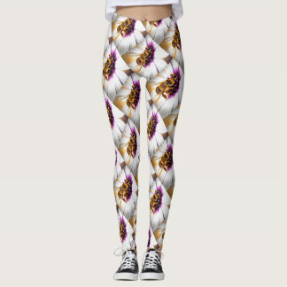Honey Bee On African Daisy Acrylic Art Leggings