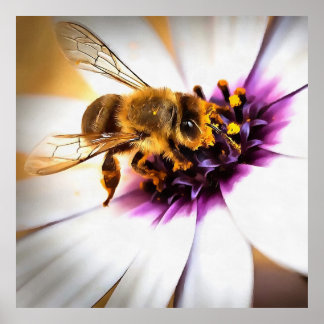 Honey Bee On African Daisy Acrylic Art Poster