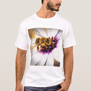 Honey Bee On African Daisy Acrylic Art T-Shirt