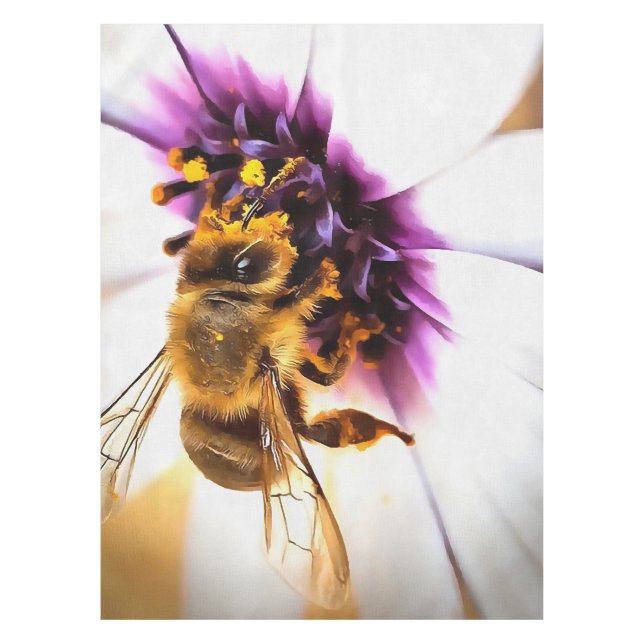 Honey Bee On African Daisy Acrylic Art Tablecloth (Front)