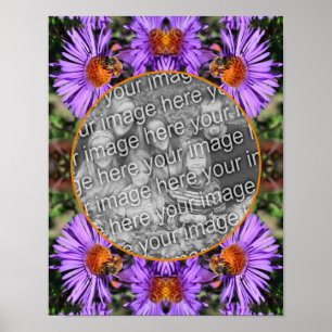 Honey Bee On Aster Flower Frame Add Your Photo Poster
