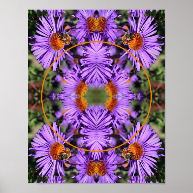 Honey Bee On Aster Flower Frame Add Your Photo Poster (Front)