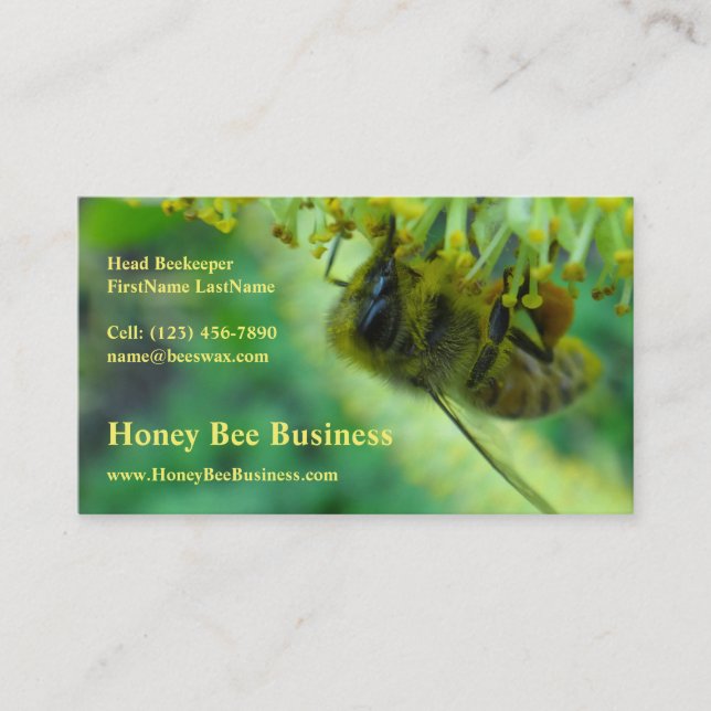 Honey Bee on Catkin Business Card (Front)