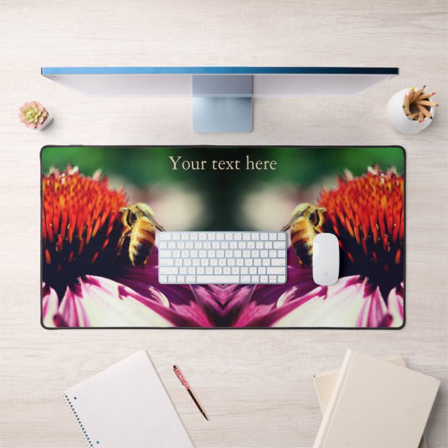 Honey Bee On Echinacea Flower Personalised   Desk Mat (Office 1)