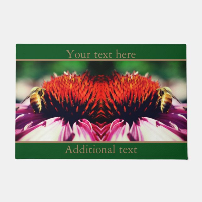 Honey Bee On Echinacea Flower Personalised   Doormat (Front)