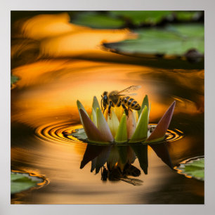 Honey Bee on Flower Poster