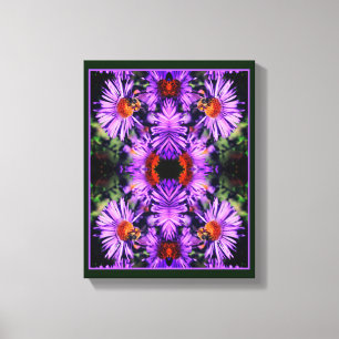 Honey Bee On Purple Aster Flower Abstract Canvas Print
