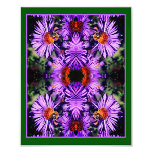 Honey Bee On Purple Aster Flower Abstract Photo Print